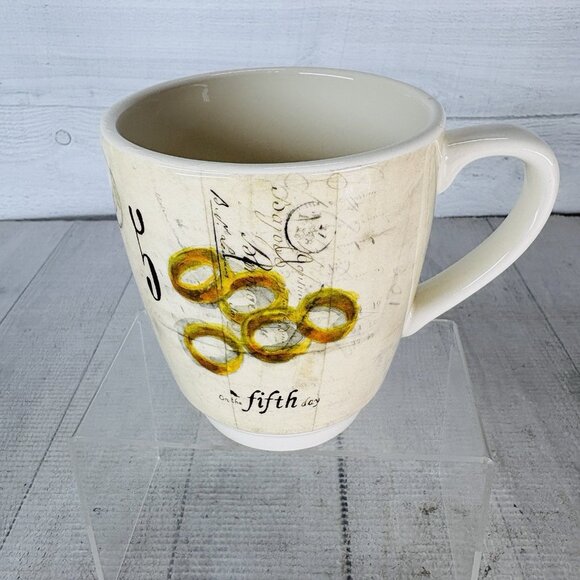 2010 Williams Sonoma 12 DAYS OF CHRISTMAS Multimotif Black Numbers 5/6 Cup Mug - Picture 2 of 16